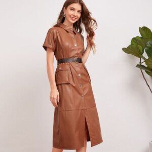 Zara Faux Leather Midi Dress